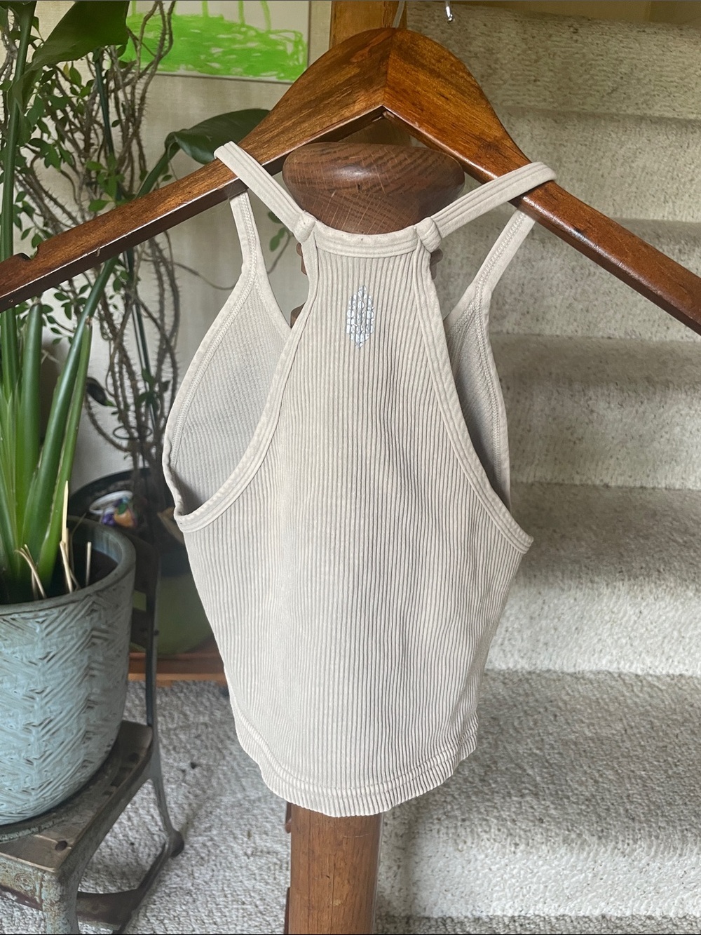 Free People Ribbed Cream Tank Top - Simple Racerback Style - Picture 4 of 8